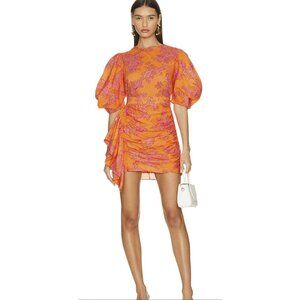 Rhode Pia Dress Coral Reef Puff Sleeves Size 10 New